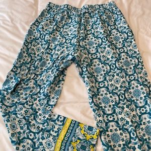 Teal, White, and Yellow Flowy Patterned Tyler Boe Pants (Worn Once!)